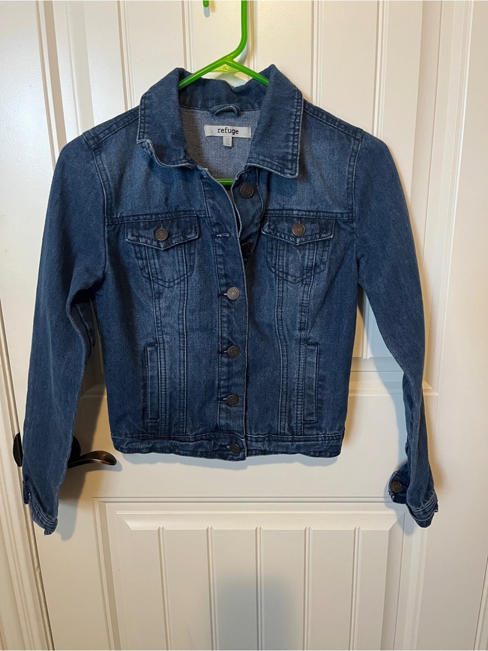 refuge Dark Blue Denim Jacket with Button Front
